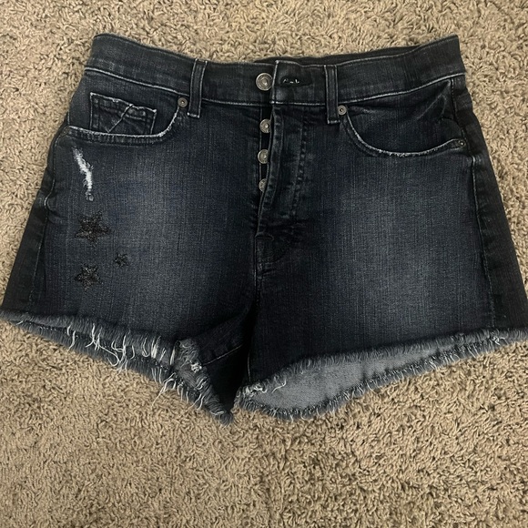 7 For All Mankind Dark Wash Jean Shorts - Picture 1 of 5